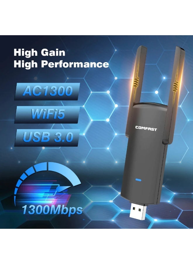 Comfast 1300Mbps Wifi Adapter 5GHZ USB3.0 Dual-Band Wifi Network Wireless Card External Antenna WiFi Receiver Network - Image 2